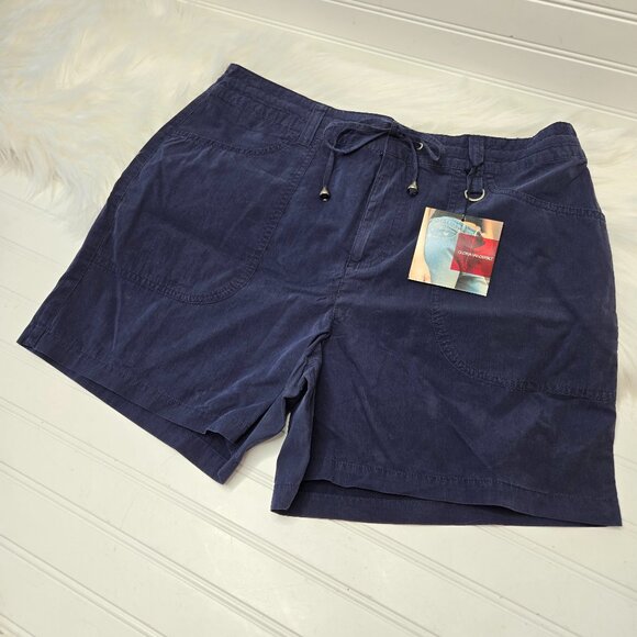 Gloria Vanderbilt Shorts Women's Size 12 Blue Bermuda Drawstring Pockets NWT - Picture 1 of 12